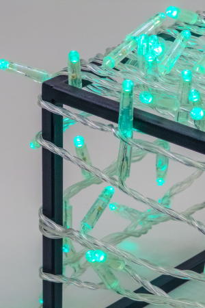 Светодиодная нить 10 м. с колпачком 24 В, 100 LED, аква, прозрачный провод ПВХ, LTC (PST100CAP-10-1A)