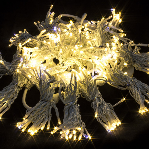 Светодиодный занавес с мерцающим диодом 2*3 м., 420 теплых белых LED ламп, белый провод, Winner Light (ww.03.6W.420+)