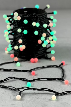 Светодиодная гирлянда шарики Fiesta, 10 м., 100 RGB LED  ламп 13 мм , черный ПВХ, LTC (RGB SB100-1-2RGB)