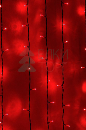 Светодиодный занавес 2*1 м, 220V., 200 красных LED ламп, черный ПВХ, Beauty Led (PCL202-11-2R)