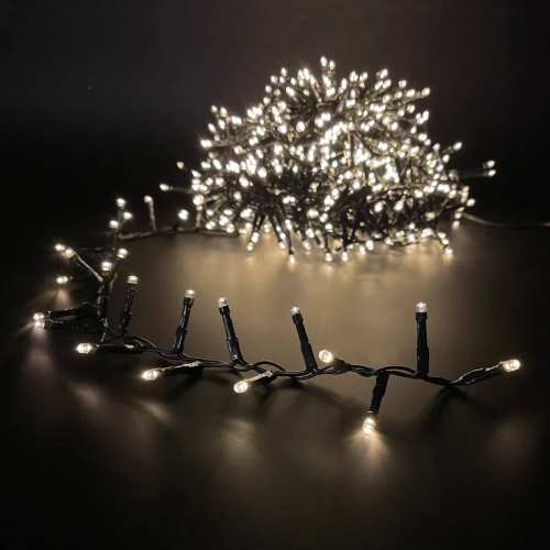 Светодиодная нить Snake Light 700 теплых белых ламп, 14 м., 24В, 8 режимов, зеленый провод, для елки 215 см., Christmas DeLuxe (83782)