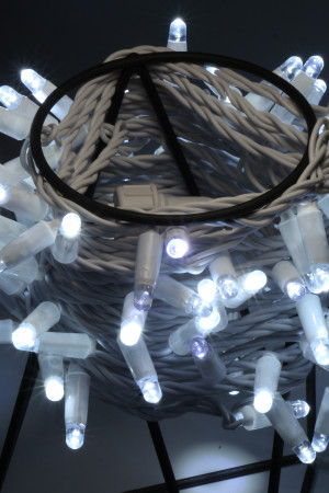 Светодиодная нить 100 холодных белых LED ламп, 10 м., 24В, мерцание, белый провод ПВХ, Teamprof (TPF-S10CF-24V-CW/W)