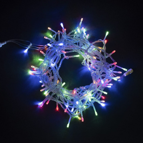 Светодиодная нить 100 разноцветных LED ламп, 10 м., 24В., прозрачный провод ПВХ, LTC (PST100-10-1M)
