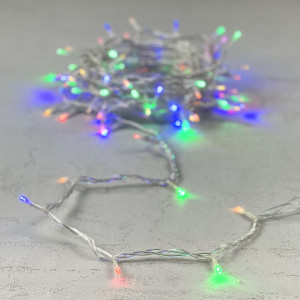 Светодиодная нить 100 разноцветных LED ламп, 10 м., 24В., прозрачный провод ПВХ, LTC (PST100-10-1M)