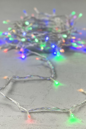 Светодиодная нить 100 разноцветных LED ламп, 10 м., 24В., прозрачный провод ПВХ, LTC (PST100-10-1M)