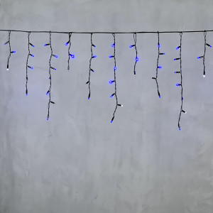 Светодиодная бахрома с колпачком 3,1*0,5 м., 120 синих LED ламп, мерцание, черный провод ПВХ, IP65, LTC (PIL120BLWCAP-11-2B)