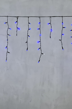 Светодиодная бахрома с колпачком 3,1*0,5 м., 120 синих LED ламп, мерцание, черный провод ПВХ, IP65, LTC (PIL120BLWCAP-11-2B)