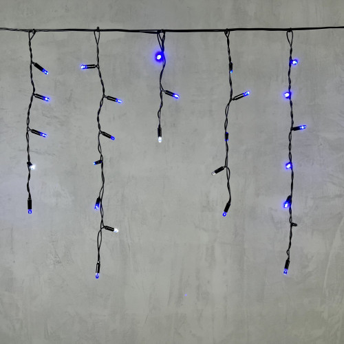 Светодиодная бахрома с колпачком 3,1*0,5 м., 120 синих LED ламп, мерцание, черный провод ПВХ, IP65, LTC (PIL120BLWCAP-11-2B)