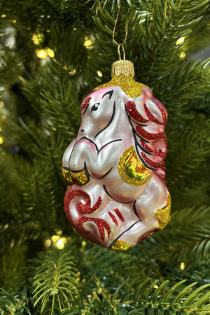 Ёлочное украшение Лошадка цирковая 100 мм., красный, стекло, Ёлочка (С1634/1)