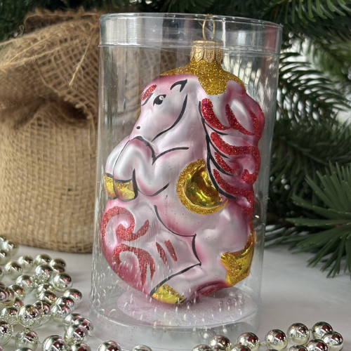 Ёлочное украшение Лошадка цирковая 100 мм., красный, стекло, Ёлочка (С1634/1)