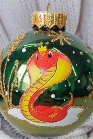 КУ-80-244018 Стеклянный шар Змея королева 80 мм., Коломеев