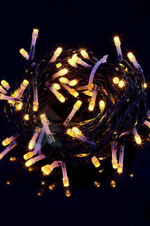 Светодиодная гирлянда мерцающая 10 м, 220-230V., 100 желтых LED ламп, черный ПВХ, Beauty Led (PST100BL-11-2Y)