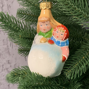 Елочное украшение Дети со снегом, стекло, Витус (46314)