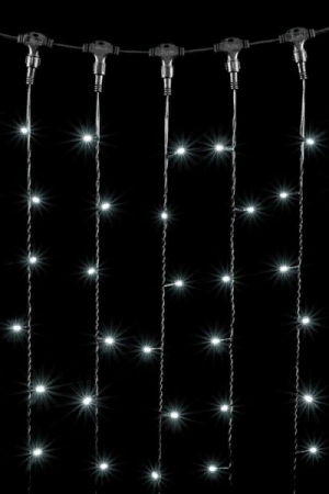 Светодиодный занавес 2*1 м., 200 белых LED ламп, черный провод ПВХ, LTC (PCL202-11-2W)