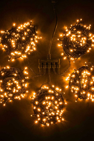 Комплект мерцающих гирлянд на деревья 100 м., 5 лучей по 20 м, 24V, 1000 желтых LED ламп, черный ПВХ, LTC (KDD1000BLW-11-1Y)