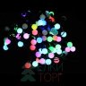 Светодиодная нить шарики 10 м., 220V, 100 разноцветных LED ламп, диаметр шарика 1.8 см, черный каучук, Winner (m.01.7B.100+1,8ball)