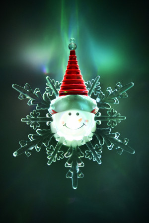 Фигурка Снеговик светодиодная 10*12 см., на присоске, Vegas (55054)