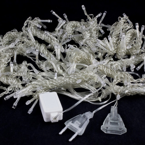 Занавес с мерцающим диодом 2*2 м., 220V, 240 синих LED ламп, прозрачный провод, Winner Light (b.03.5T.240+)