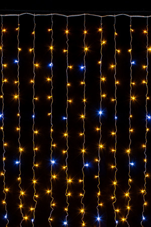 Занавес с мерцающим диодом 2*2 м., 220V, 240 желтых LED ламп, прозрачный провод, Winner Light (Y.03.5T.240+)