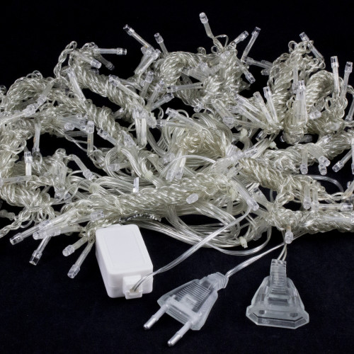 Занавес с мерцающим диодом 2*2 м., 220V, 240 желтых LED ламп, прозрачный провод, Winner Light (Y.03.5T.240+)