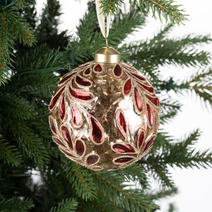 Винтажный стеклянный шар Графские сады Камелия 10 см., 1 шт., Karlsbach (12863)