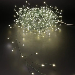 Гирлянда Капли 400 теплых белых микро ламп, 1000 см., 8 функций, таймер, зеленый провод, Luca (84637)