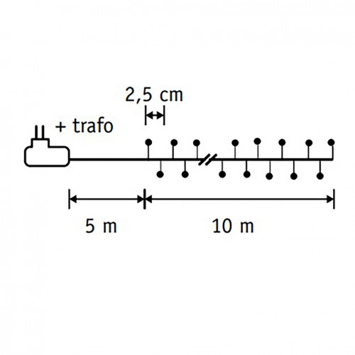 Гирлянда Капли 400 теплых белых микро ламп, 1000 см., 8 функций, таймер, зеленый провод, Luca (84637)