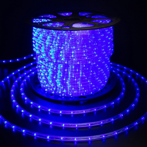 Дюралайт светодиодный 2-х проводной, диаметр 10 мм., 220В, синие LED лампы 30 шт на 1 м., бухта 100 м., статика, Teamprof (TPF-DL-2WH-100-10mm-240-B)