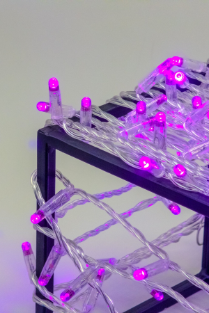 Светодиодная нить 10 м. с колпачком 24 В, 100 LED, фиолетовая, прозрачный провод ПВХ, LTC (PST100CAP-10-1PU)