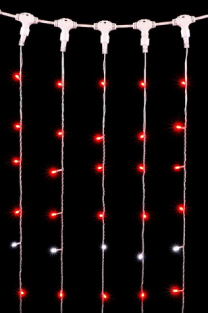 Светодиодный занавес 2*3 м., 600 красных LED ламп, мерцание, прозрачный провод ПВХ, LTC (PCL602BLW-10-2R)