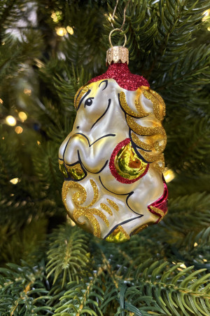 Ёлочное украшение Лошадка цирковая 100 мм., золотой, стекло, Ёлочка (С1634/2)
