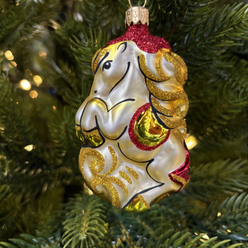 Ёлочное украшение Лошадка цирковая 100 мм., золотой, стекло, Ёлочка (С1634/2)