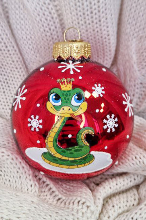 КУ-80-244019 Стеклянный шар Змея красавица 80 мм., Коломеев