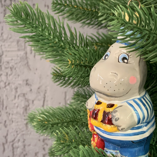 Елочное украшение Бегемот-моряк, стекло, Витус (46444)