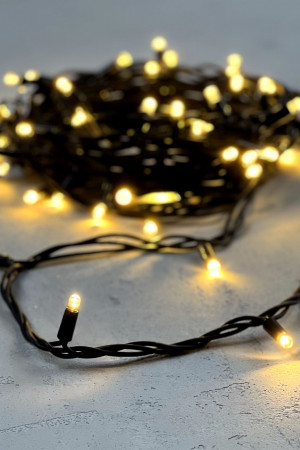 Гирлянда Нить 10 м., теплый белый, 220В, 75 LED, Провод Черный Каучук, IP65, LTC (LL75-1-2WW) 