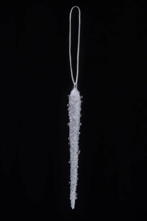 Сосулька Хрустальная капель 11 см., серебро, Christmas De Luxe (88891)