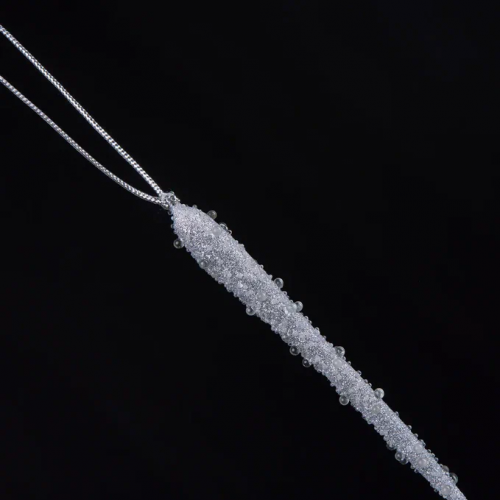 Сосулька Хрустальная капель 11 см., серебро, Christmas De Luxe (88891)