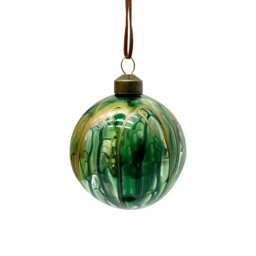 Набор стеклянных украшений Акварель зеленая 80 мм., 9 шт., Christmas DeLuxe (13073)