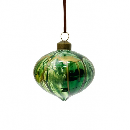 Набор стеклянных украшений Акварель зеленая 80 мм., 9 шт., Christmas DeLuxe (13073)