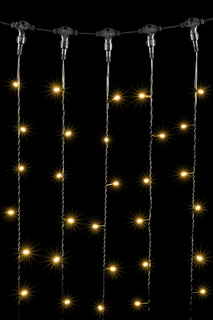 Светодиодный занавес 2*1 м., 200 теплых белых LED ламп, черный провод ПВХ, Beauty Led (PCL202-11-2WW)