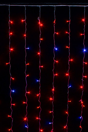 Занавес с мерцающим диодом 2*2 м., 220V, 240 красных LED ламп, прозрачный провод, Winner Light (R.03.5T.240+)