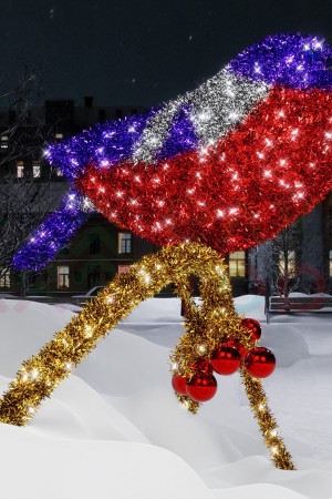 Светодиодная фигура из мишуры Снегирь на ветке 2 м., Conso (3DGR318)