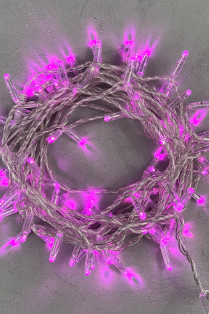 Светодиодная нить 10 м. с колпачком 24 В, 100 LED, розовая, прозрачный провод ПВХ, LTC (PST100CAP-10-1P)