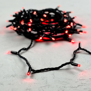 Гирлянда Нить 10 м., красный, 220В, 75 LED, Провод Черный Каучук, IP65, LTC (LL75-1-2R) 