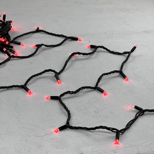 Гирлянда Нить 10 м., красный, 220В, 75 LED, Провод Черный Каучук, IP65, LTC (LL75-1-2R) 