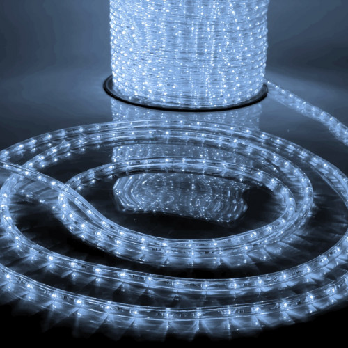 Дюралайт светодиодный 2-х проводной, диаметр 13 мм., 24В, холодные белые LED лампы 36 шт на 1 м., бухта 100 м., статика, Teamprof (TPF-DL-2WH-100-24-W)