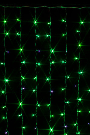 Занавес с мерцающим диодом 2*2 м., 220V, 240 зеленых LED ламп, прозрачный провод, Winner Light (G.03.5T.240+)