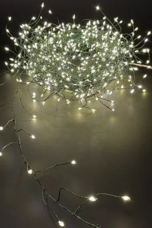 Гирлянда Капли 600 белых микро ламп, 1500 см., 8 функций, таймер, зеленый провод, Luca (84638)