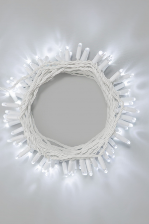 Светодиодная нить 10 м., 24 В, 100 LED, холодный белый, белый провод каучук, LTC (ECO100-8-1W)