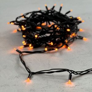 Гирлянда Нить 10 м., желтый, 220В, 75 LED, Провод Черный Каучук, IP65, LTC (LL75-1-2Y) 